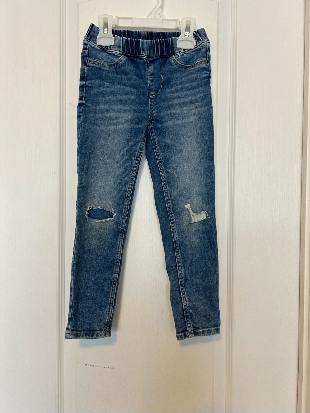 H&M Girls Blue Distressed Slim Jeans